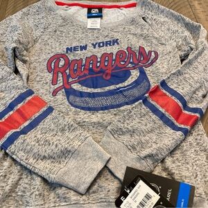NHL New York Rangers Gray and Blue Long Sleeve Tee